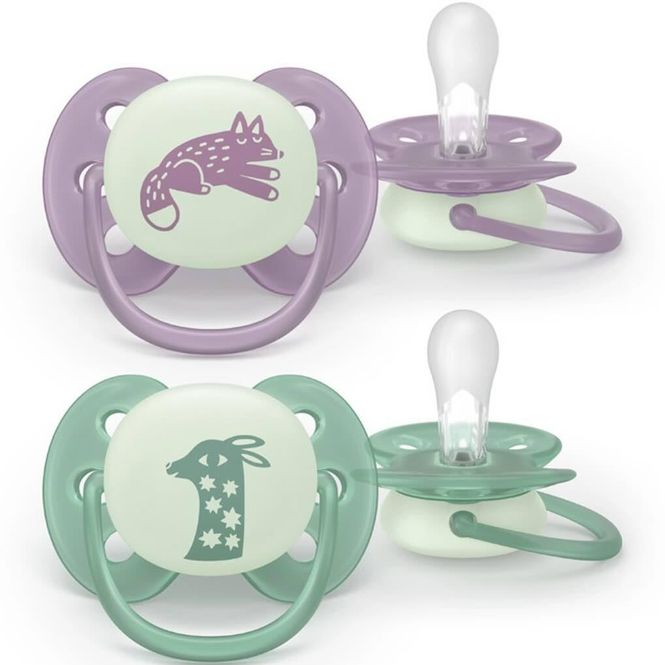 Hovedbilde Avent Ultra Soft Narresmokk Nighttime 6-18 mnd Lilla Grønn 2 stk