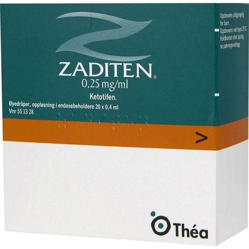 Zaditen Øyedråper 0,25 mg/ml Endosebeholdere 20 x 0,4 ml