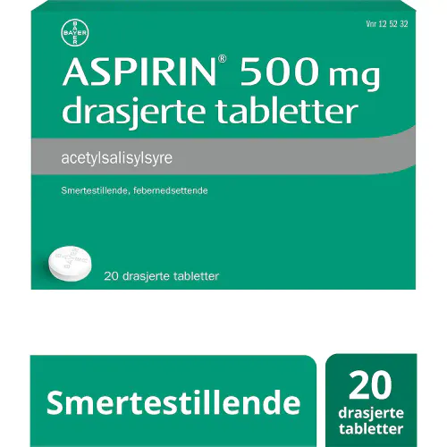 Aspirin Tabletter 500 mg 20 stk