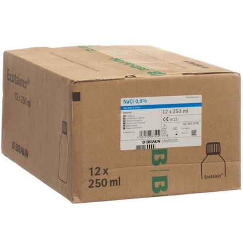 Natriumklorid 0,9 % Skyllevæske Ecotainer Helleflaske 12 x 250 ml