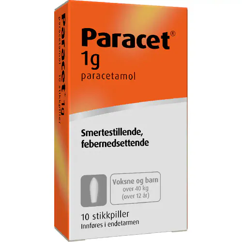 Paracet Stikkpiller 1 g 10 stk