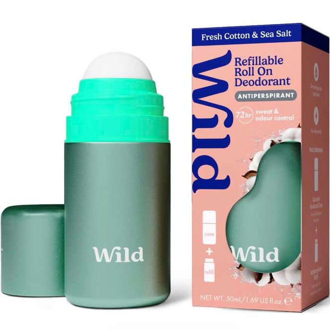 Hovedbilde Wild Roll-on Antiperspirant Aqua Case Fresh Cotton & Sea Salt Startpakke 1 sett