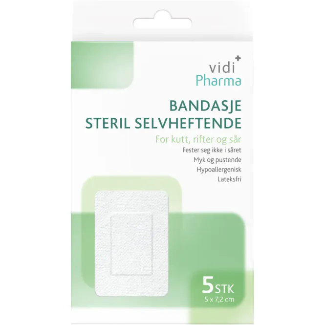 Hovedbilde Vidi Pharma Bandasje Steril Selvheftende 5 x 7,2 cm 5 stk 