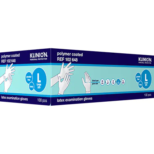 Klinion Hanske Latex Kort L Hvit 100 stk