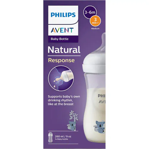 Avent Natural Response Baby Bottle Koala 260 ml