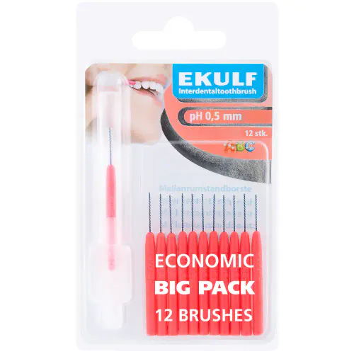 Ekulf Mellomrombørster pH 0,5 mm Rød 12 stk