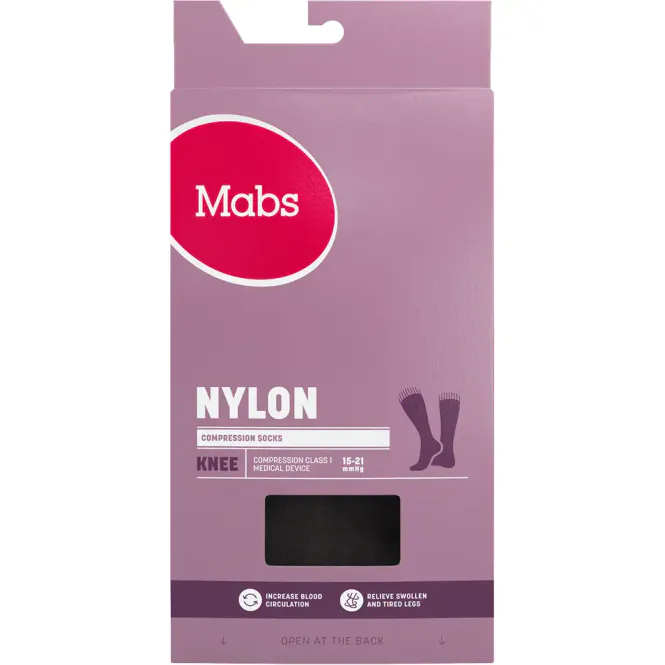 Hovedbilde Mabs Nylon Kompresjonsstrømpe Kne Sort M 1 Par