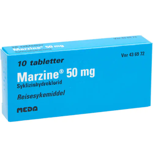 Marzine Tab 50 mg 10 stk