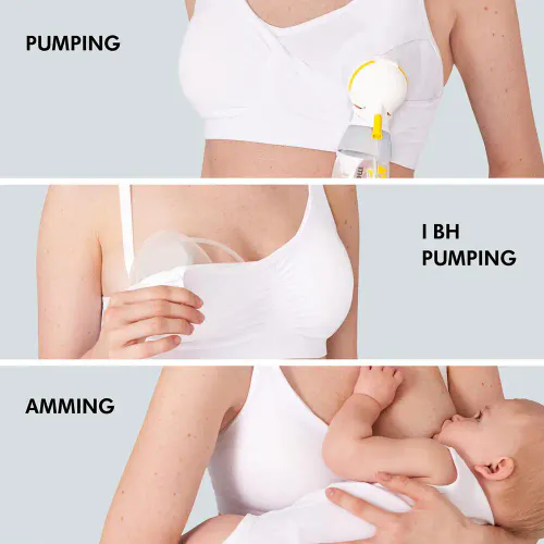 Medela 3-i-1 Amme- og Pumpe-BH Hvit XL 1 stk