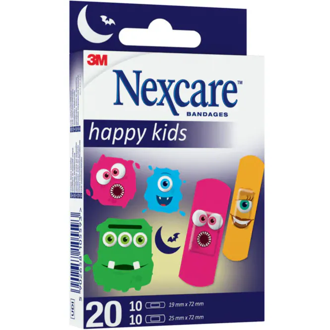 Hovedbilde Nexcare Happy Kids Plaster Monster 20 stk