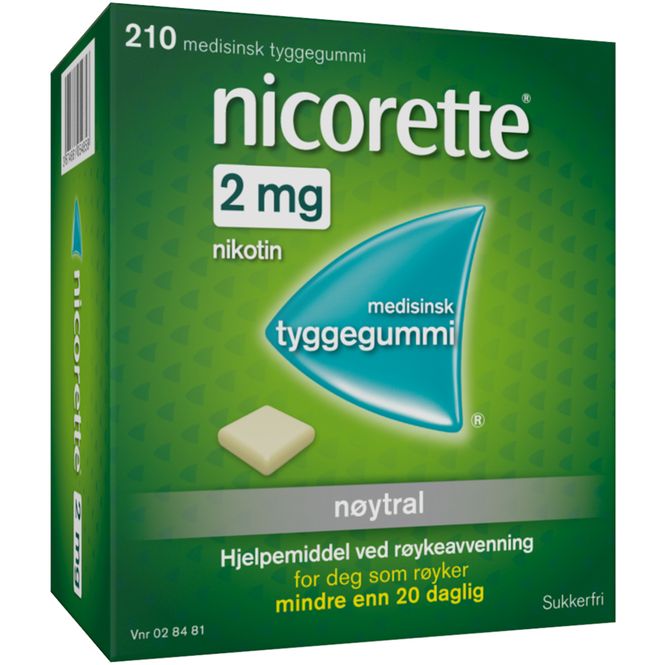 Hovedbilde Nicorette Tyggegummi 2 mg Nøytral 210 stk