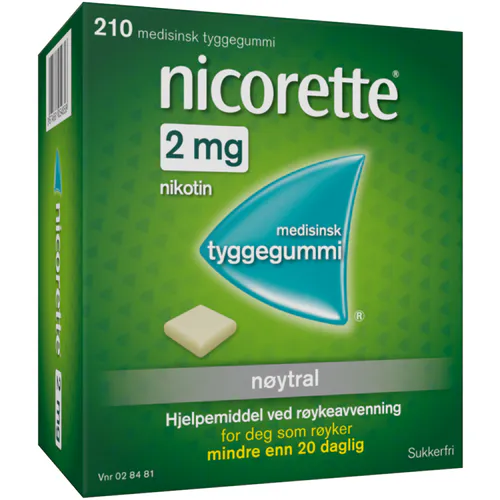 Nicorette Tyggegummi 2 mg Nøytral 210 stk