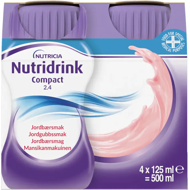 Hovedbilde Nutridrink Compact Næringsdrikk Jordbær 4 x 125 ml