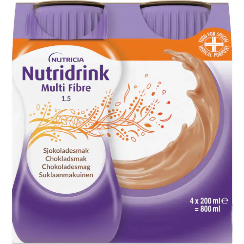 Nutridrink Multi Fibre Sjokolade 4 x 200 ml