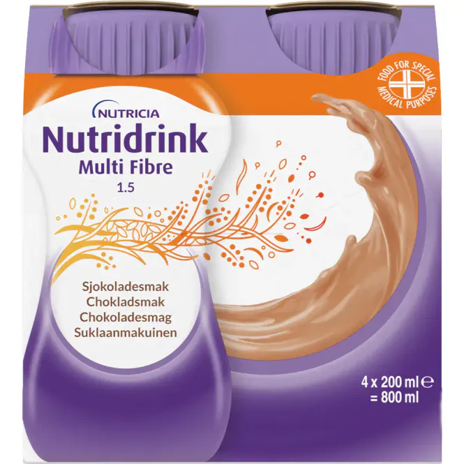 Hovedbilde Nutridrink Multi Fibre Sjokolade 4 x 200 ml