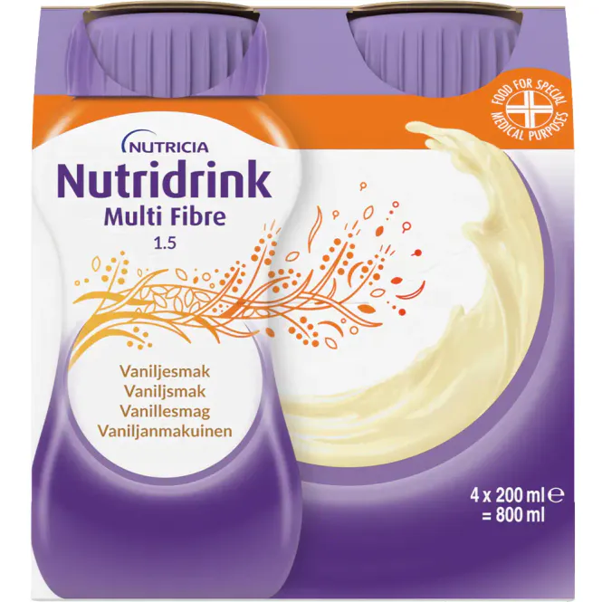 Hovedbilde Nutridrink Multi Fibre Vanilje 4 x 200 ml