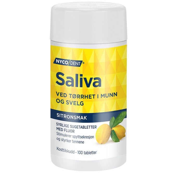 Hovedbilde Nycodent Saliva Sugetabletter Sitron 100 stk