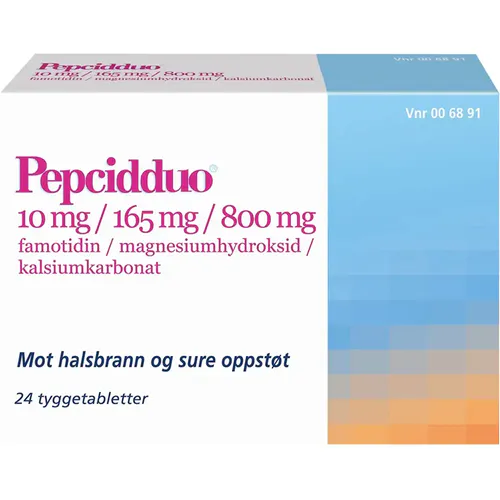 Pepcidduo Tyggetabletter 10 mg 24 stk