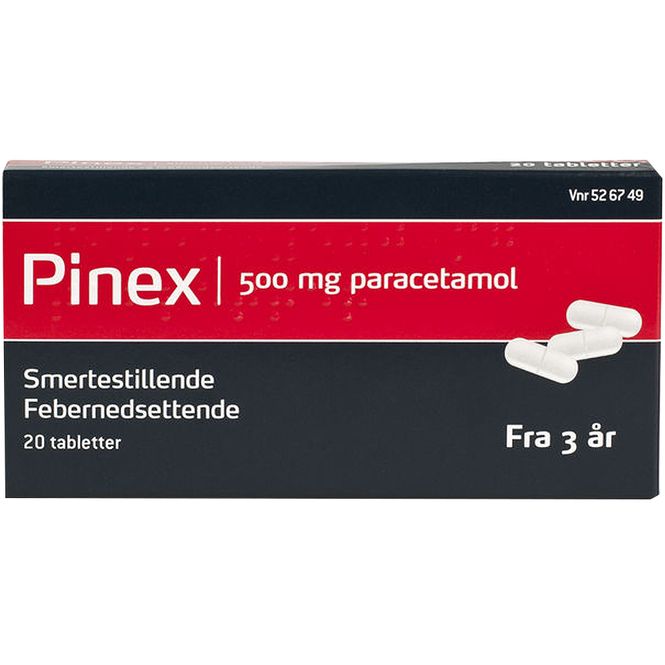Hovedbilde Pinex Tabletter Filmdrasjerte 500 mg 20 stk