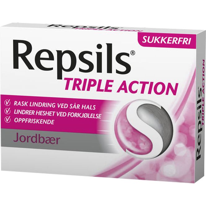 Hovedbilde Repsils Triple Action Jordbær 24 stk