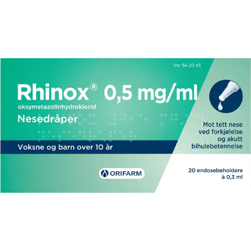 Rhinox 0,5 mg/ml Nesedråper 20 x 0,3 ml