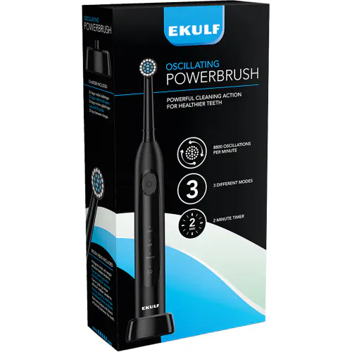 Ekulf PowerBrush Elektrisk Tannbørste Sort 1 stk