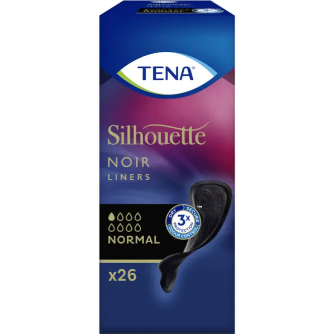 Hovedbilde Tena Silhouette Normal Truseinnlegg Sort 26 stk