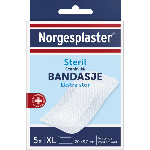 Norgesplaster Scankvikk Bandasje Sterile Hvit 20 x 9,7 cm 5 stk