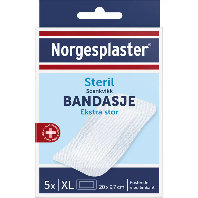 Hovedbilde Norgesplaster Scankvikk Bandasje Sterile Hvit 20 x 9,7 cm 5 stk