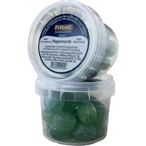 Fribol Sukkerfri Drops Peppermynte 65 g