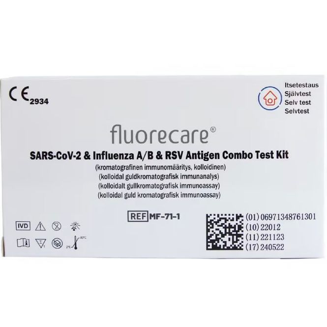 Hovedbilde Fluorecare 4-i-1 Selvtest For Covid-19, Influensa A/B + RS-Virus