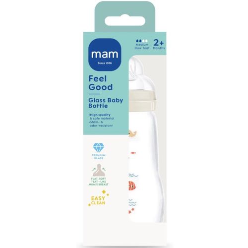 Mam Feel Good Tåteflaske Glass Nøytral 260 ml 1 stk