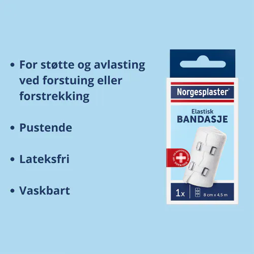 Norgesplaster Elastisk Bandasje 8 cm x 4,5 m 1 stk