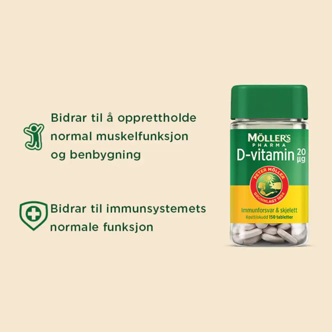 Hovedbilde Møllers Pharma D-Vitamin 20 µg 150 tabletter