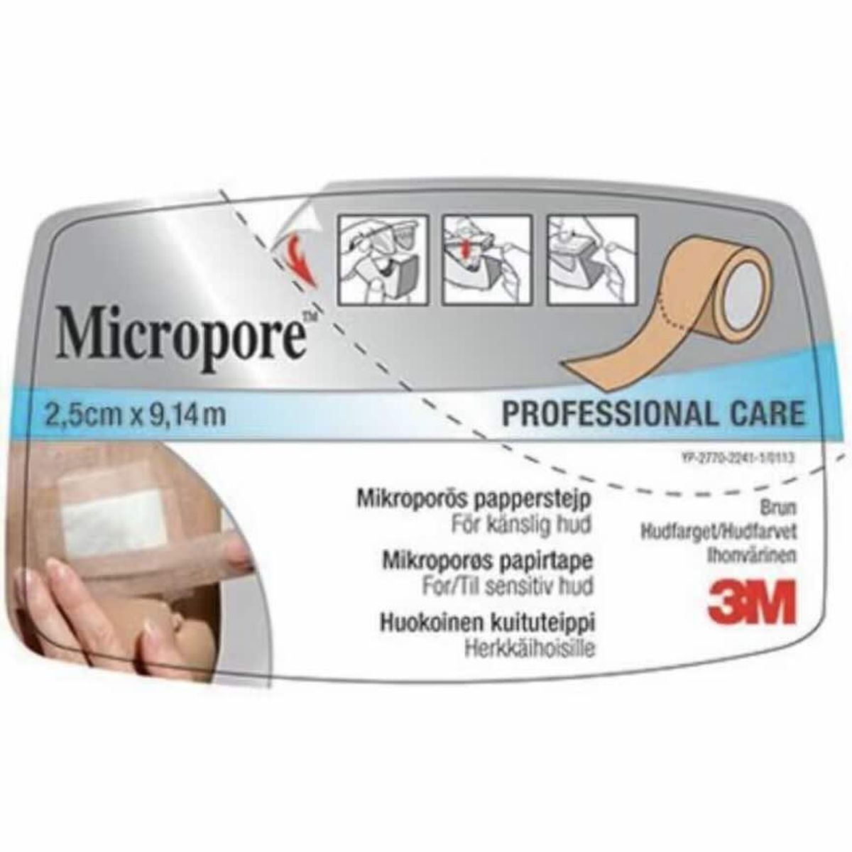 Micropore Kirurgisk Tape Brun 2,5 cm x 9,14 m 1 stk