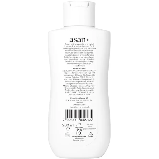 Hovedbilde Asan+ Intimvaskeolje 200 ml