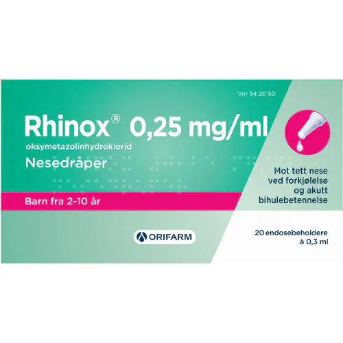 Rhinox 0,25 mg/ml Nesedråper 20 × 0,3 ml