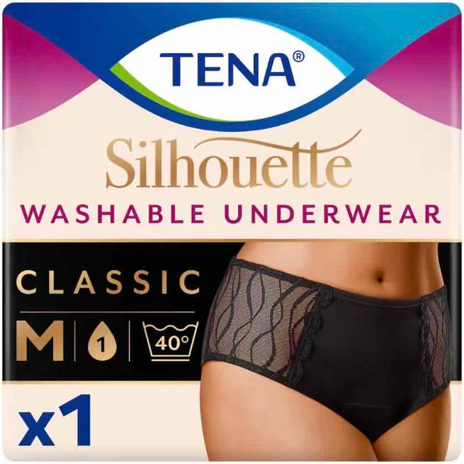 Hovedbilde Tena Silhouette Classic Vaskbar Absorberende Truse Sort M 1 stk 