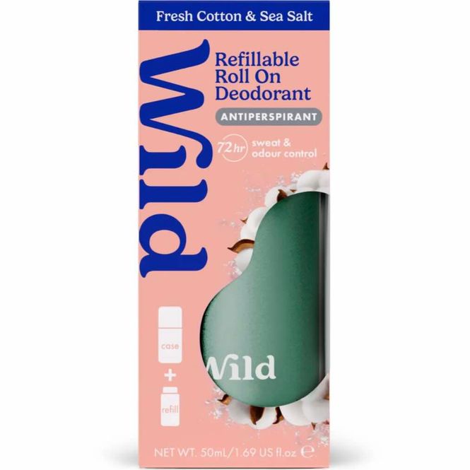 Hovedbilde Wild Roll-on Antiperspirant Aqua Case Fresh Cotton & Sea Salt Startpakke 1 sett