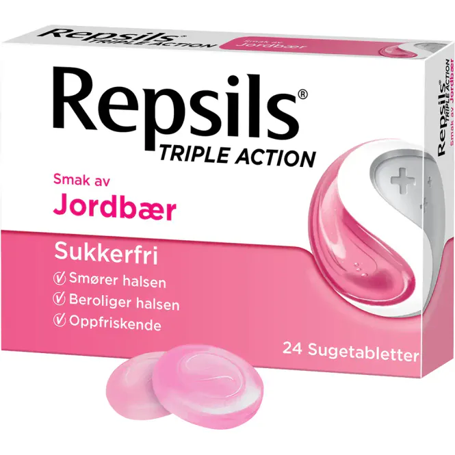 Hovedbilde Repsils Triple Action Jordbær 24 stk