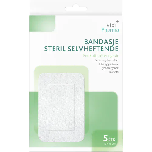 Vidi Pharma Bandasje Steril Selvheftende 10 x 15 cm 5 stk 