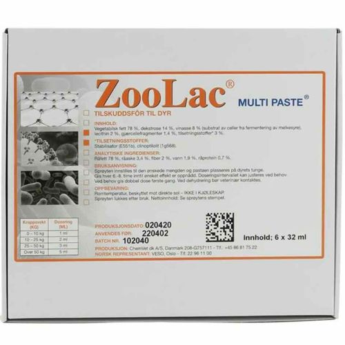 Zoolac Multi Paste Tilskuddsfôr Til Dyr 6 x 32 ml