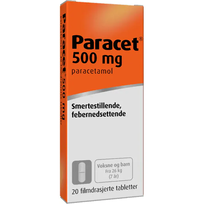 Hovedbilde Paracet Tabletter Filmdrasjerte 500 mg 20 stk