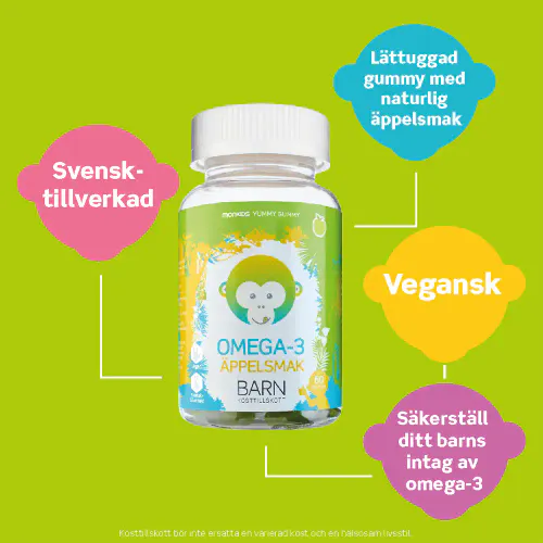 Monkids Omega-3 Barn Gummies Eple 60 stk